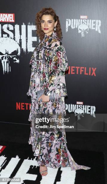 Actress Amber Rose Revah attends the "Marvel's The Punisher" New York premiere at AMC Loews 34th Street 14 theater on November 6, 2017 in New York...