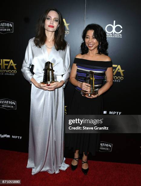 Angelina Jolie, Loung Ung arrives at the 21st Annual Hollywood Film Awards at The Beverly Hilton Hotel on November 5, 2017 in Beverly Hills,...