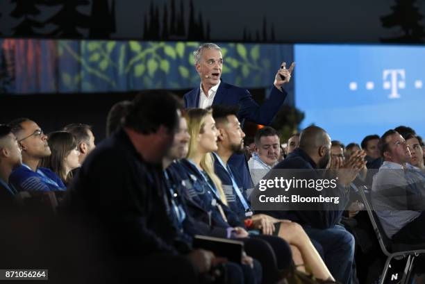 Parker Harris, co-founder and chief technology officer of Salesforce.com Inc., speaks during the DreamForce Conference in San Francisco, California,...