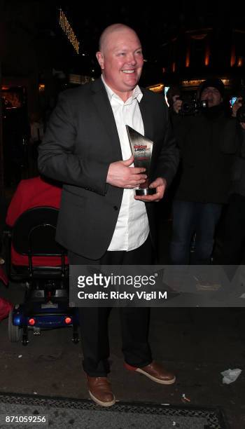 Dominic Brunt attends the Inside Soap Awards held at The Hippodrome on November 6, 2017 in London, England.