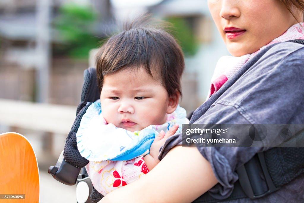 Young family strolling