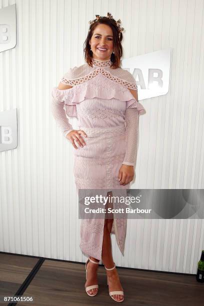 Michelle Payne poses at the TAB Marquee on Melbourne Cup Day at Flemington Racecourse on November 7, 2017 in Melbourne, Australia.