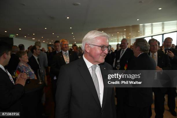 German President Frank-Walter Steinmeier arrives at the German and New Zealand Chamber of Commerce in the PWC Building on November 7, 2017 in...