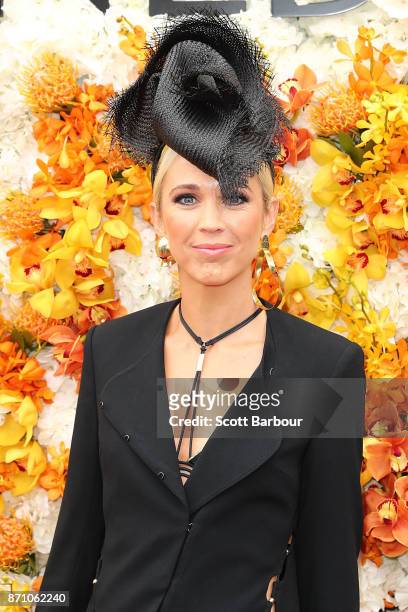 Bec Hewitt poses at the Kennedy Marquee on Melbourne Cup Day at Flemington Racecourse on November 7, 2017 in Melbourne, Australia.