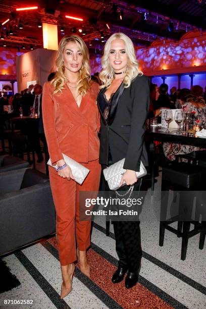 Model Annika Gassner and model Sarah Knappik during the VDZ Publishers' Night at Deutsche Telekom's representative office on November 6, 2017 in...