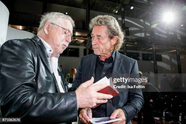 Award winner Wolf Biermann and German singer Peter Maffay during the VDZ Publishers' Night at Deutsche Telekom's representative office on November 6,...