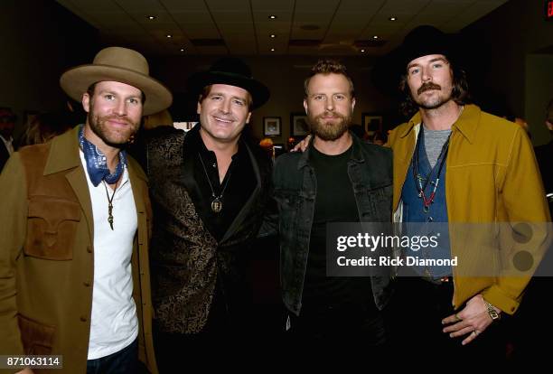 Drake White, Jerrod Niemann, Dierks Bentley, and Mark Wystrach attend the 55th annual ASCAP Country Music awards at the Ryman Auditorium on November...