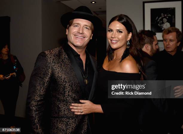 Singer-songwriter Jerrod Niemann and Morgan Petek attend the 55th annual ASCAP Country Music awards at the Ryman Auditorium on November 6, 2017 in...