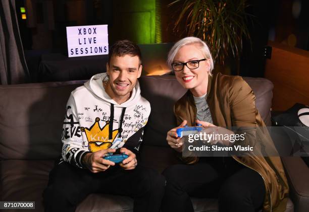 Liam Payne and Kate Yeager attend as Liam Payne, Chloe Grace Moretz, Brooklyn Beckham and Caleb McLaughlin Host Xbox One x VIP Event & Xbox Live...