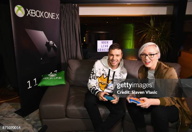 Liam Payne and Kate Yeager attend as Liam Payne, Chloe Grace Moretz, Brooklyn Beckham and Caleb McLaughlin Host Xbox One x VIP Event & Xbox Live...