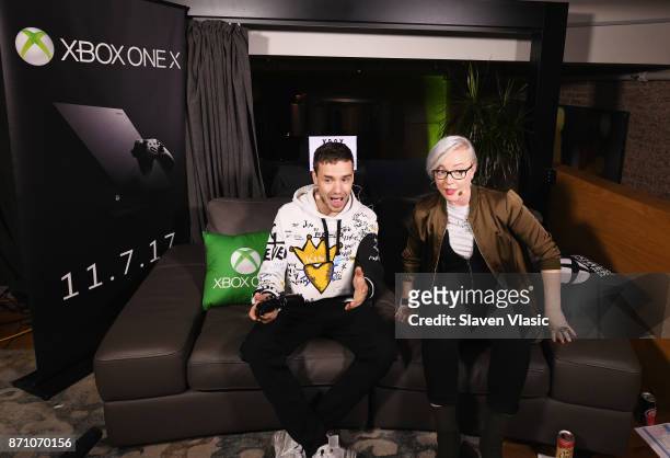 Liam Payne and Kate Yeager attend as Liam Payne, Chloe Grace Moretz, Brooklyn Beckham and Caleb McLaughlin Host Xbox One x VIP Event & Xbox Live...
