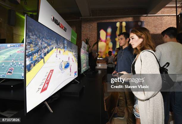 Holly Taylor attends as Liam Payne, Chloe Grace Moretz, Brooklyn Beckham and Caleb McLaughlin Host Xbox One x VIP Event & Xbox Live Session on...