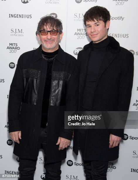 Ian Broudie and Riley Broudie attending the 26th annual Music Industry Trust Awards held at The Grosvenor House Hotel on November 6, 2017 in London,...