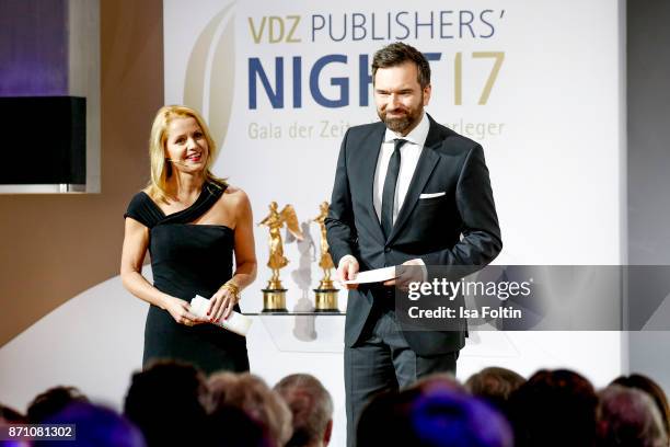 German presenter Astrid Frohloff and German presenter Ingo Nommsen during the VDZ Publishers' Night at Deutsche Telekom's representative office on...