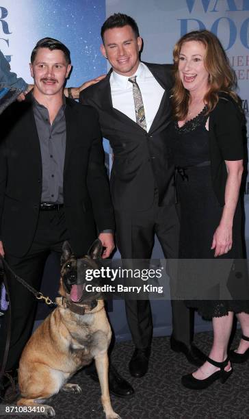 Film Subjects Trent McDonald and dog Layka, producer Channing Tatum and director Deborah Scranton attend HBO and Army Ranger Lead The Way Fund...