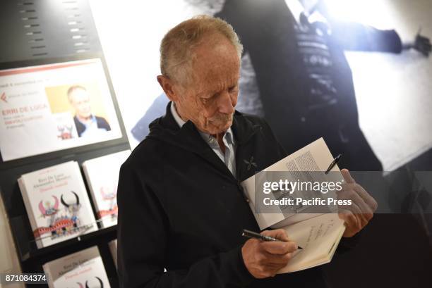 Erri de Luca, Italian journalist, writer and poet, presents his new book "Diavoli Custodi " and meets readers for the signature of copies of "Diavoli...