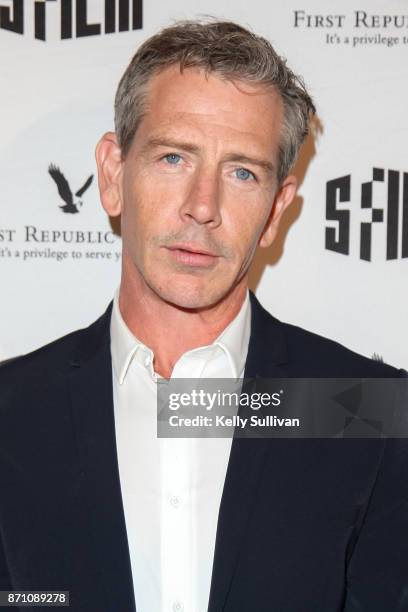 Actor Ben Mendelsohn poses for photos on the red carpet for "Darkest Hour" at the Castro Theatre on November 6, 2017 in San Francisco, California.