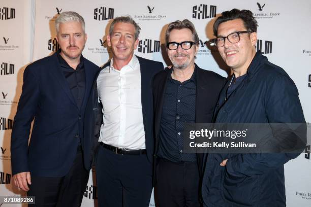 Darkest Hour" actors Anthony McCarten, Ben Mendelsohn, Gary Oldman, and director Joe Wright pose for photos on the red carpet at the Castro Theatre...