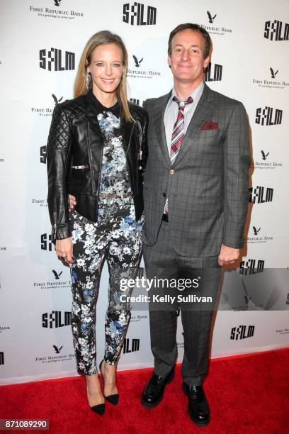 Katie Traina and SF Film Board Vice President Todd Traina pose for photos on the red carpet for "Darkest Hour" at the Castro Theatre on November 6,...