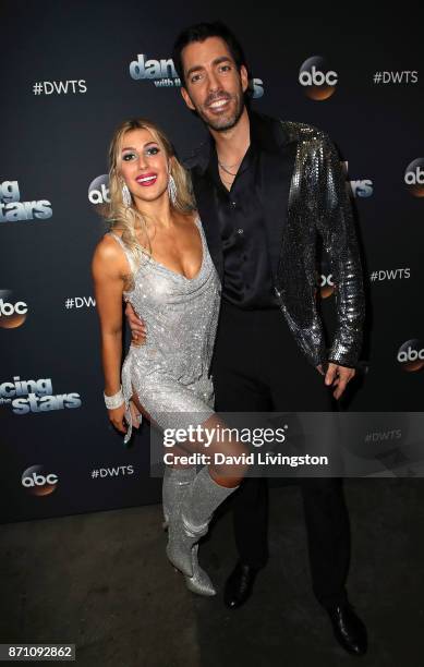 Personality Drew Scott and dancer Emma Slater pose at "Dancing with the Stars" season 25 at CBS Televison City on November 6, 2017 in Los Angeles,...