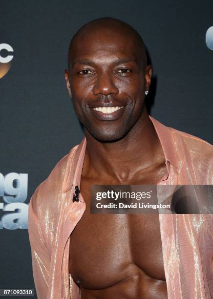 Former NFL player Terrell Owens poses at "Dancing with the Stars" season 25 at CBS Televison City on November 6, 2017 in Los Angeles, California.