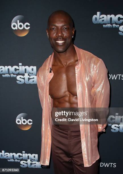 Former NFL player Terrell Owens poses at "Dancing with the Stars" season 25 at CBS Televison City on November 6, 2017 in Los Angeles, California.