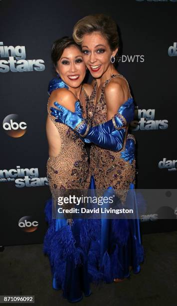 Olympic champion Kristi Yamaguchi and Violinist Lindsey Stirling pose at "Dancing with the Stars" season 25 at CBS Televison City on November 6, 2017...