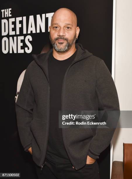 Producer/director/writer Allen Hughes poses for portrait at Q&A in support of the home entertainment release of "The Defiant Ones" at Neuhouse...