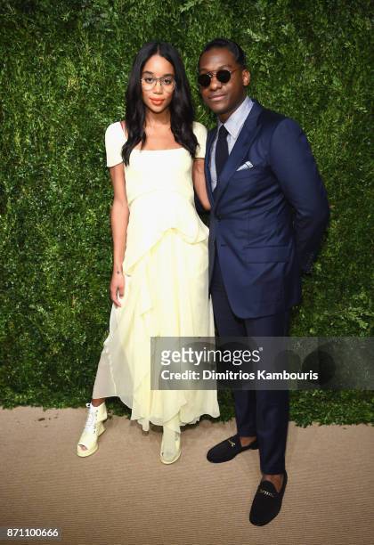 Leon Bridges and Laura Hairrier attend the 14th Annual CFDA/Vogue Fashion Fund Awards at Weylin B. Seymour's on November 6, 2017 in the Brooklyn...