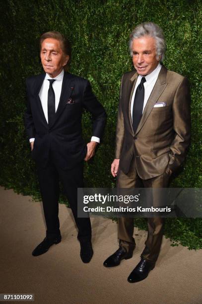 Valentino Caravani and Giancarlo Giammetti attend the 14th Annual CFDA/Vogue Fashion Fund Awards at Weylin B. Seymour's on November 6, 2017 in the...