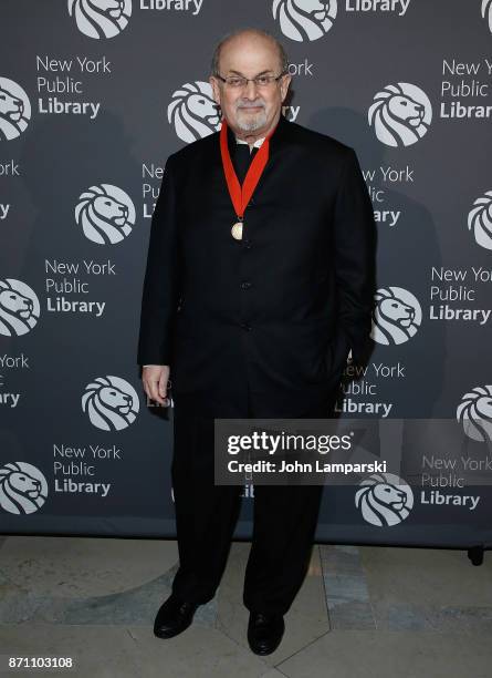 Salman Rushdie attends the New York Public Library 2017 Library Lions Gala at the New York Public Library at the Stephen A. Schwarzman Building on...