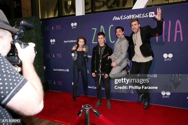 Alexis G. Zall, Jason Pearlman, Kian Lawley, and James Boyd attend the "Zac & Mia" premiere event at Awesomeness HQ on November 6, 2017 in Los...