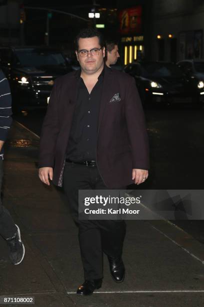 Josh Gad arrives for his appearance on 'The Late Show With Stephen Colbert' at Ed Sullivan Theater on November 6, 2017 in New York City.