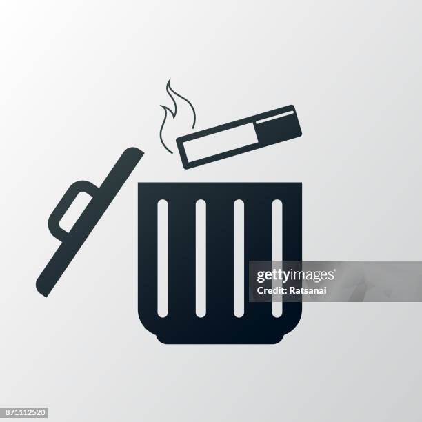 cigarette and garbage bin - cigarettes stock illustrations