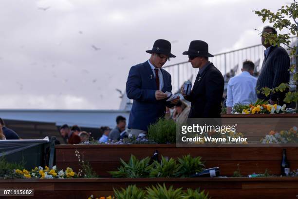 Crowds at the end of the day on Melbourne Cup Day at Flemington Racecourse on November 7, 2017 in Melbourne, Australia.