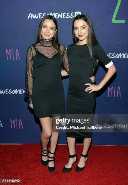 Social media influencers Vanessa Merrell and Veronica Merrell attend AwesomenessTV's celebration of the Premiere Of "Zac And Mia" at Awesomeness HQ...