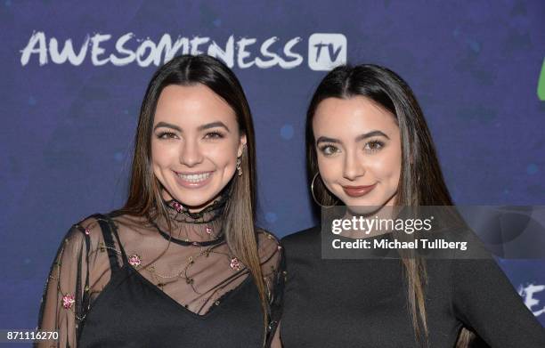 Social media influencers Vanessa Merrell and Veronica Merrell attend AwesomenessTV's celebration of the Premiere Of "Zac And Mia" at Awesomeness HQ...