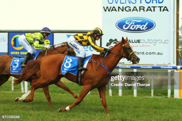 Red Gucci ridden by Brooke Sweeney wins the A1 Tyrepower Maiden Plate on November 07, 2017 in Wangaratta, Australia.