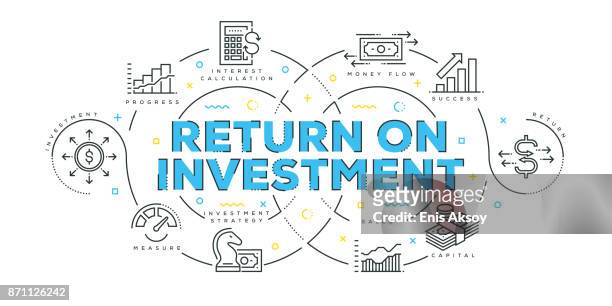 modern flat line design concept of return on investment - return on investment stock illustrations