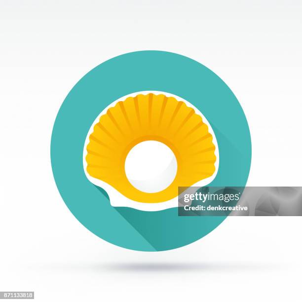 shell icon - scallop shell vector stock illustrations