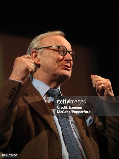 John Selwyn Gummer, Baron Deben, British Conservative party politician, and Chairman of the UK's independent Committee on Climate Change, speaking at...