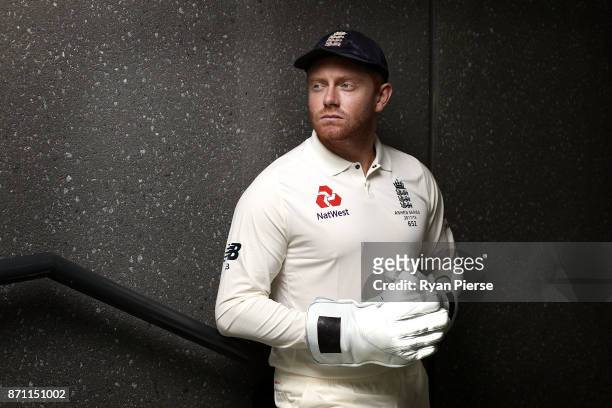England cricketer Jonny Bairstow poses during a portrait session at Adelaide Oval on November 7, 2017 in Adelaide, Australia.