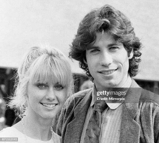 John Travolta and his co star Olivia Newton John in England during the week of release of the film Grease, 10th September 1978.