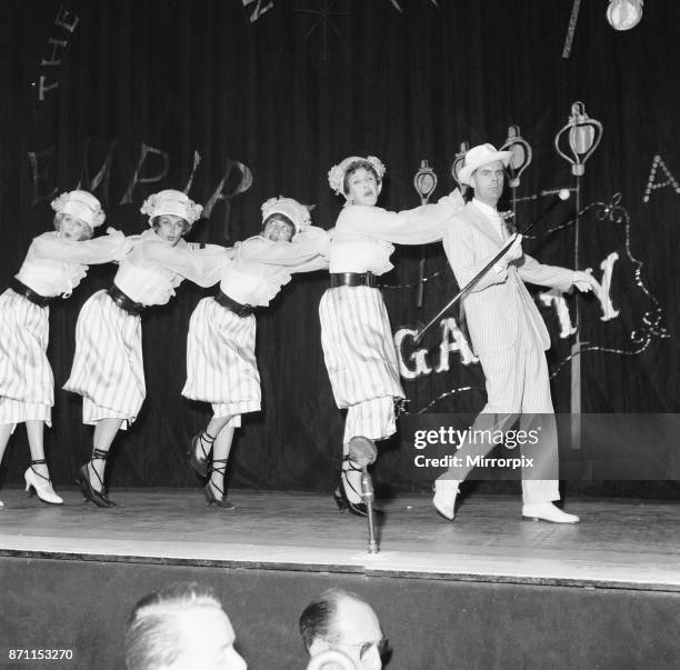 Kay Kendall left, performing with Margaret Leighton, Julie Wilson, Joyce Grenfell and Ian Carmichael during rehearsals for the 'Night Of 100 Stars'...