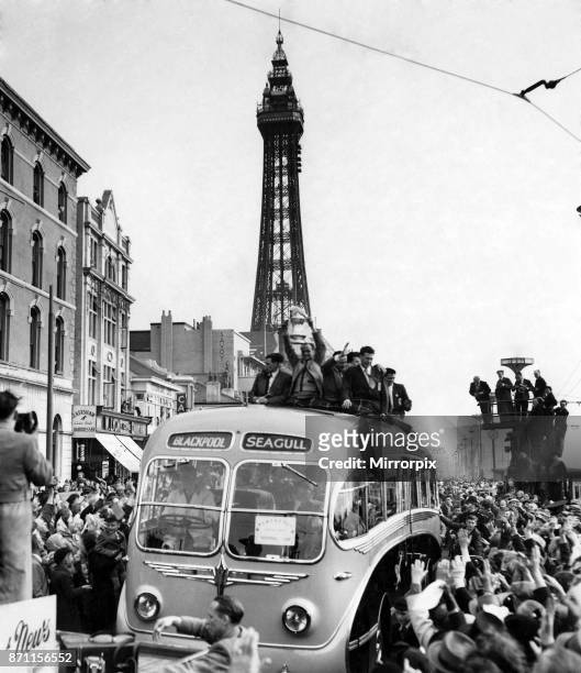 Blackpool, coming here tonight... For the first time in history the famous Blackpool Tower is introduced to the F.A. Cup as the team drive with...