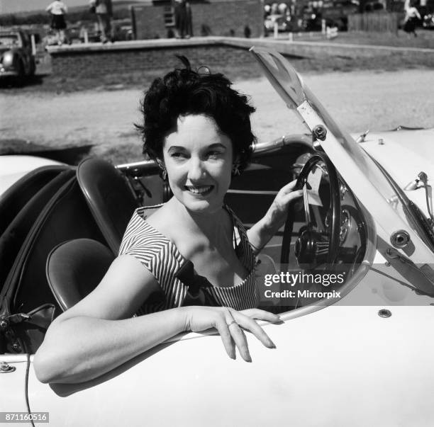 Racing at Goodwood. Pat Moss , who took part in the ladies race today, 1st June 1955.