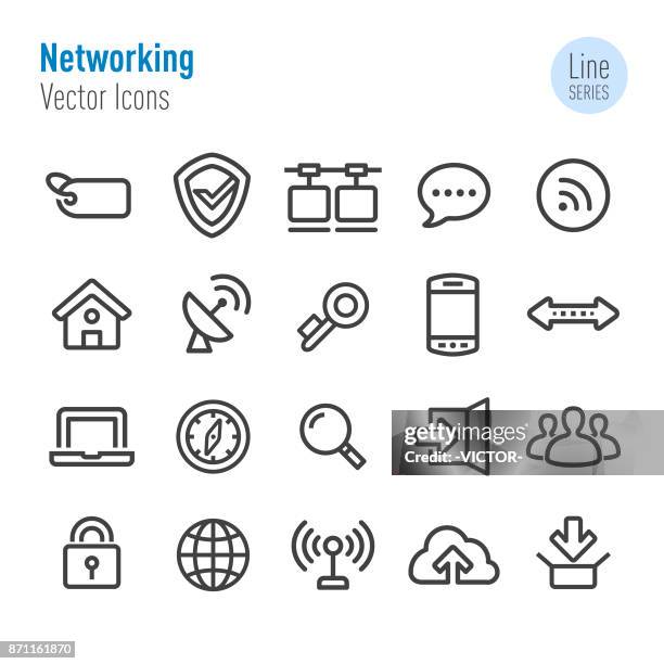 illustrations, cliparts, dessins animés et icônes de icônes de réseautage - vecteur ligne série - command antenna us