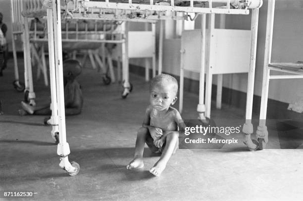 Boy suffering from malnutrition hides under his cot during an air raid at Queen Elizabeth Hospital, Umuahia just one of the estimated one to two...