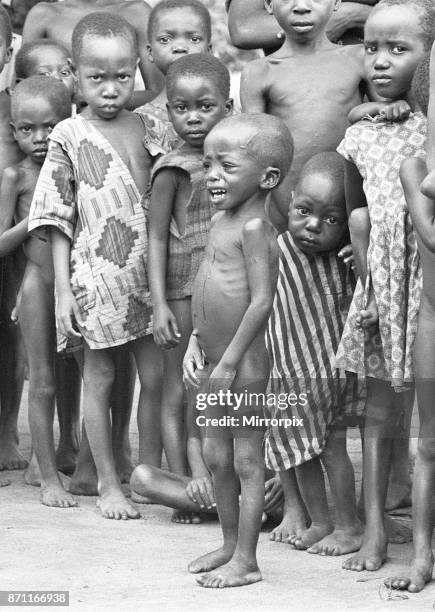 Starving children at the Queen Elizabeth Hospital, Umuahia just a few of the estimated one to two million victims of the Biafran War, 23rd June 1968.