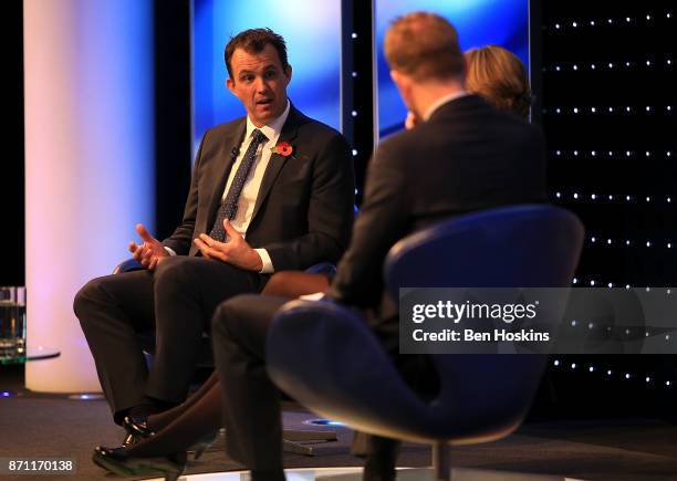 Tom Harrison speaks on a panel during the Deltatre Sport Industry Breakfast Club on November 7, 2017 in London, England.